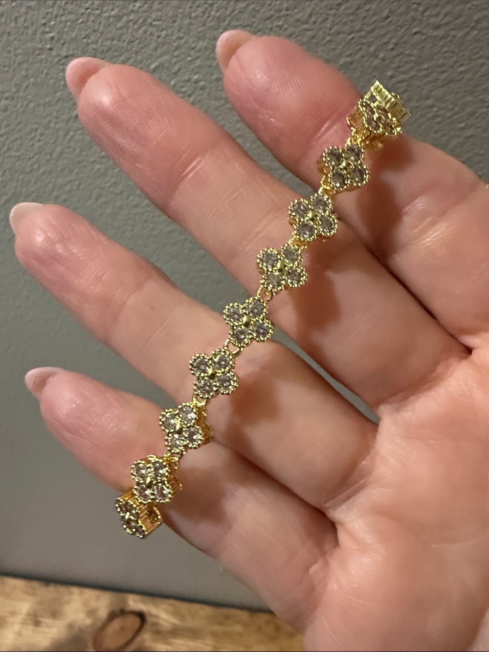 Gold Floral Crystal Link Bracelet - Women's Gold Bracelet - New!